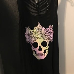 Pastel Goth Floral Skull Tank Top